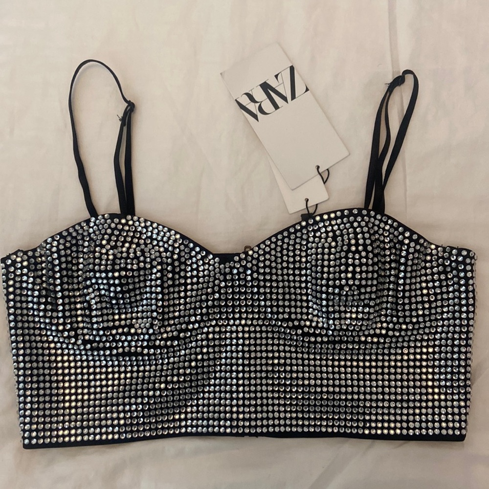 zara rhinestone top